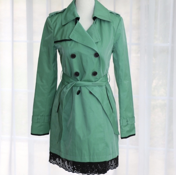 Ivanka Trump Jackets & Blazers - Ivanka Trump Mid Length Trench Coat Mint Green Double Breasted Belted XS